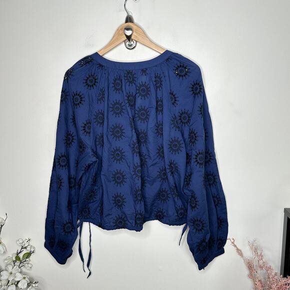 MERSEA Voyageur Poete Eyelet Top Embroidered Deep Indigo Black Sz XL {3S52} - Picture 5 of 7